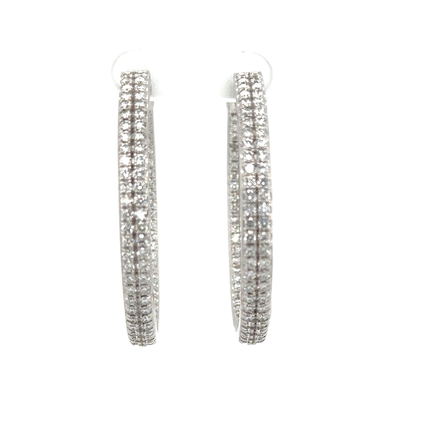White Diamond Hoop Earrings