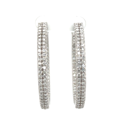 White Diamond Hoop Earrings