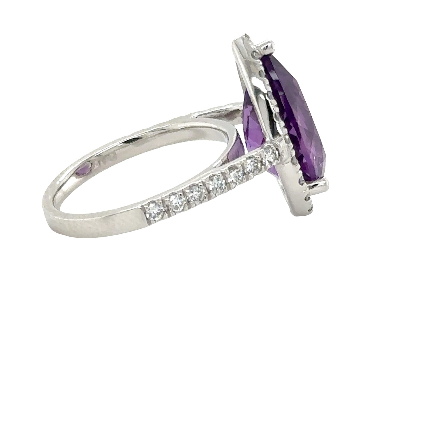 Amethyst Halo Ring