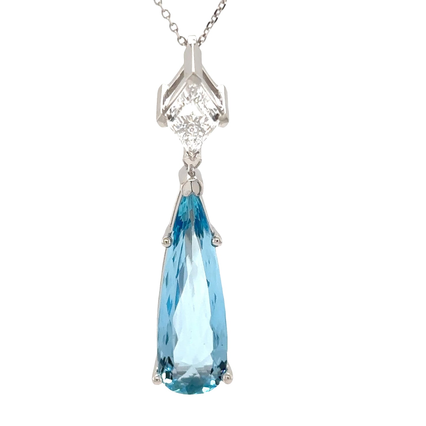 Aquamarine and Diamond Teardrop Pendant