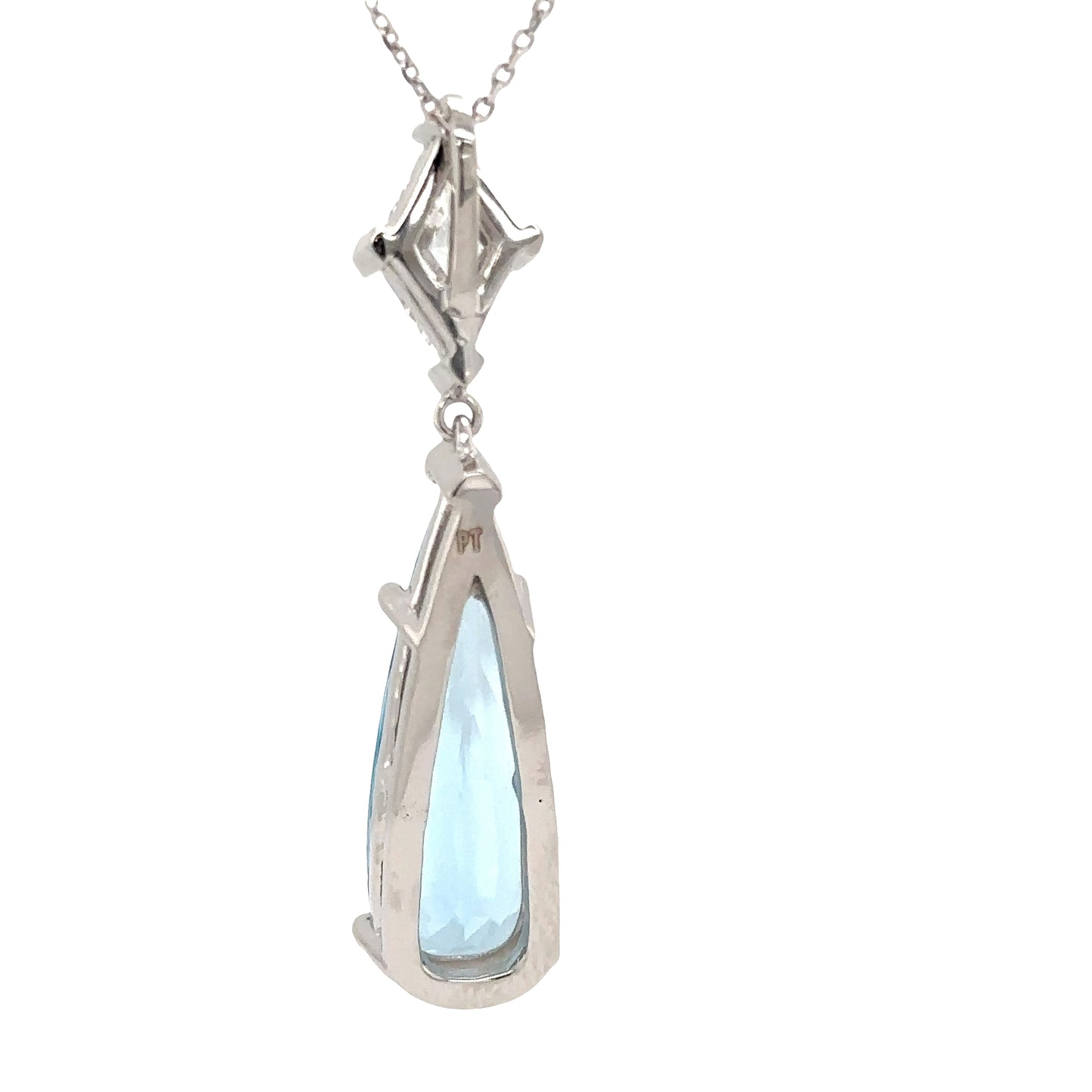 Aquamarine and Diamond Teardrop Pendant