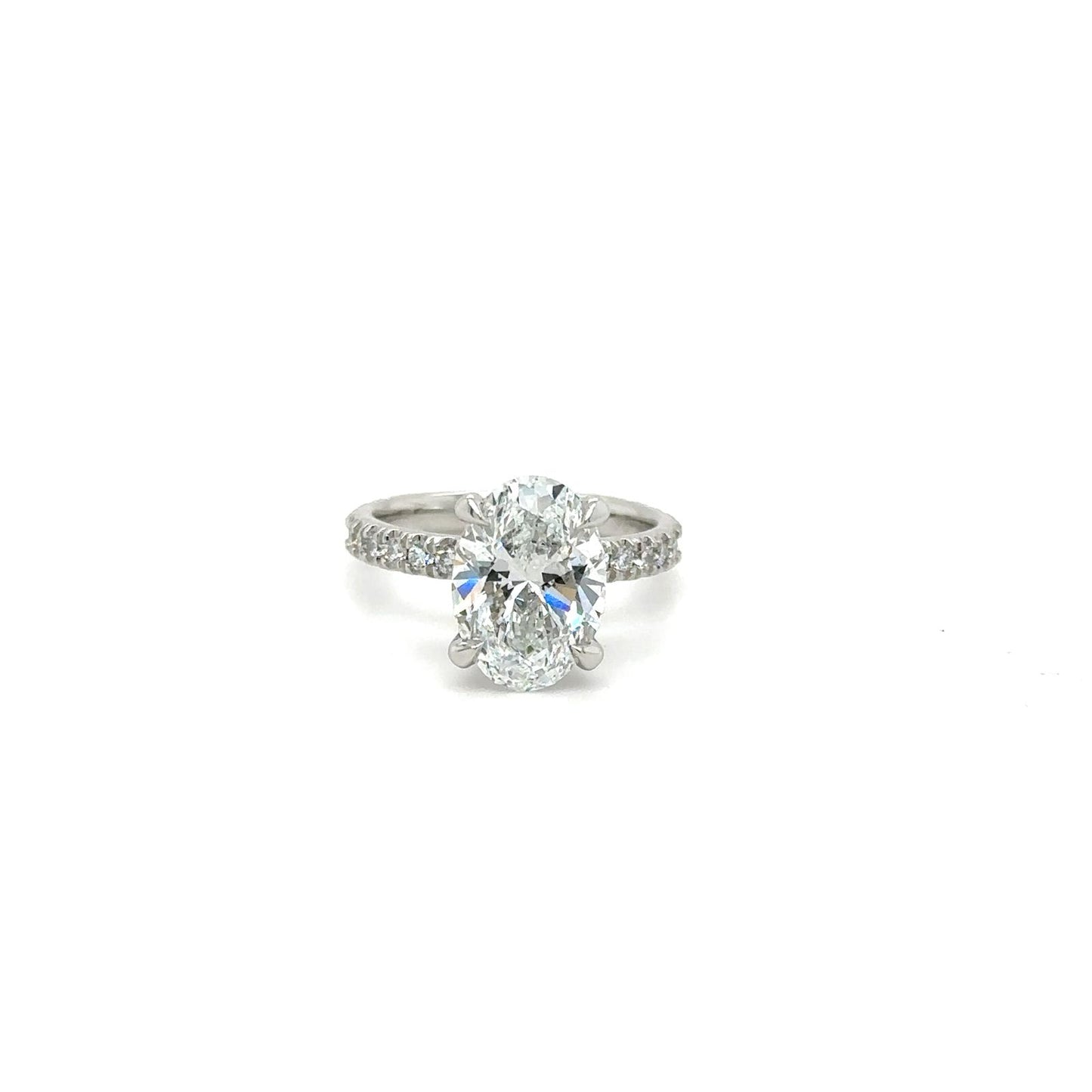 Diamond Oval and Halo Engagement Ring