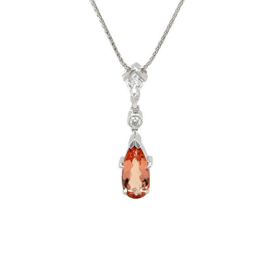 Diamond and Imperial Topaz Drop Pendant