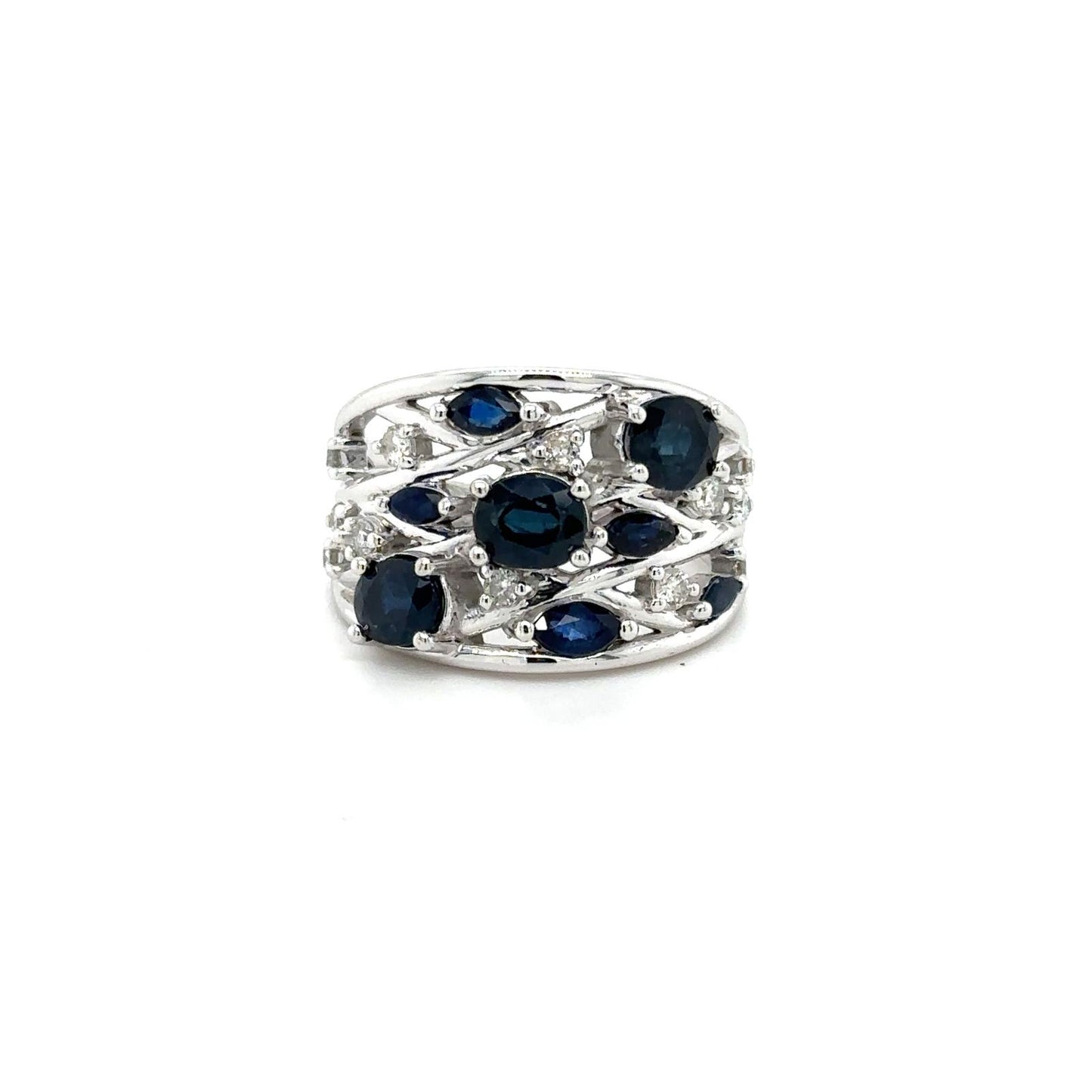 Sapphire and Diamond Cluster Ring