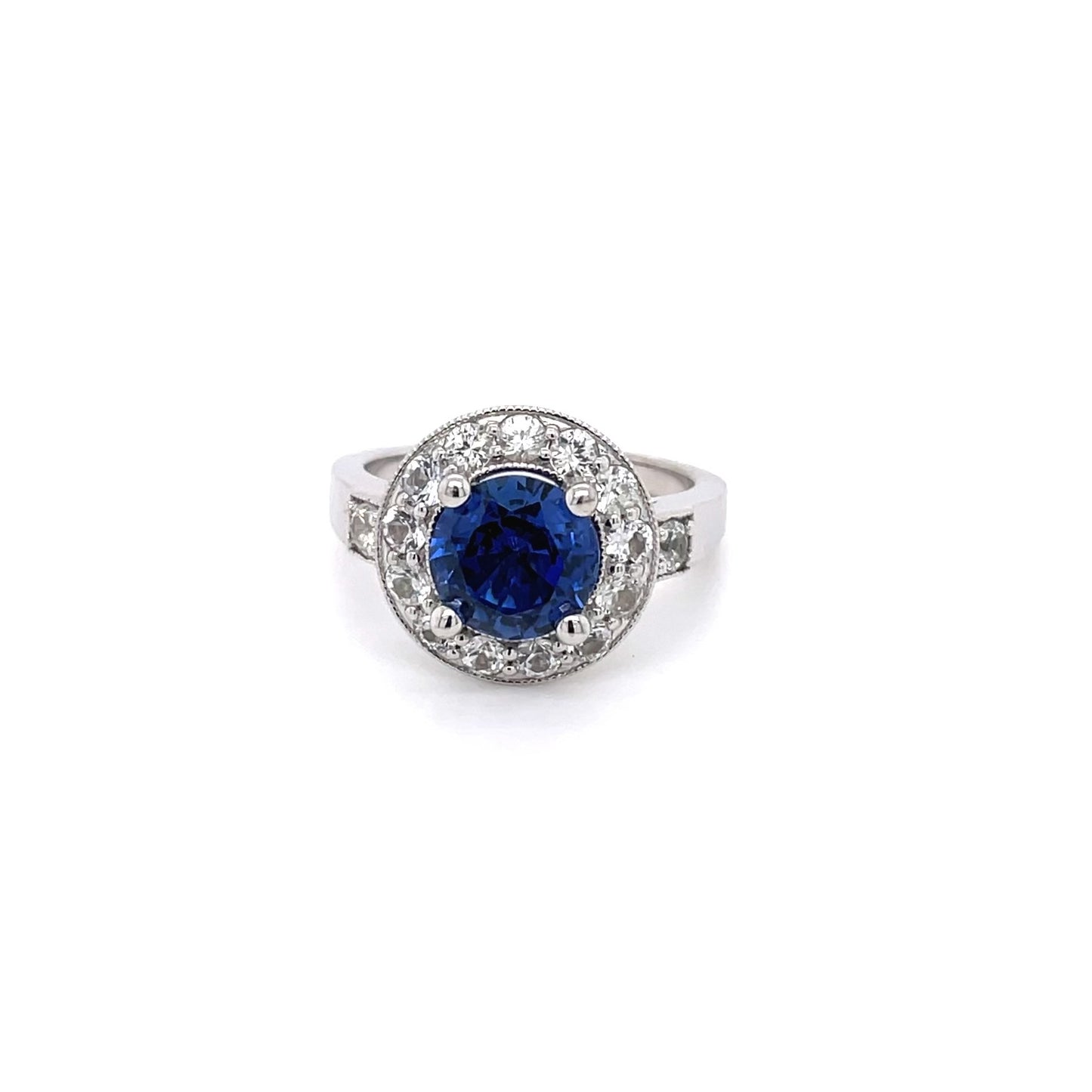 Sapphire & White Diamond Ring***