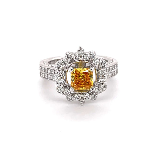 Fancy Yellow & White Diamond Ring