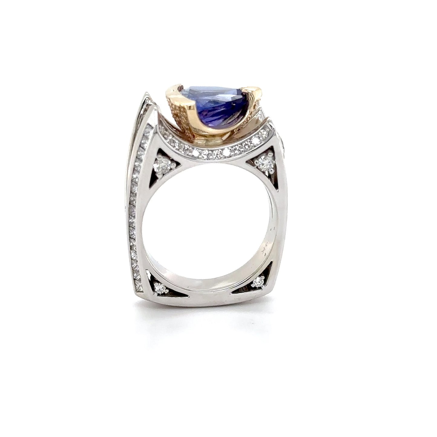 Tanzanite & Diamond Two Tone Ring
