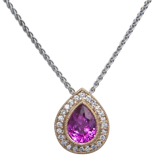 Amethyst & Diamond Drop Necklace