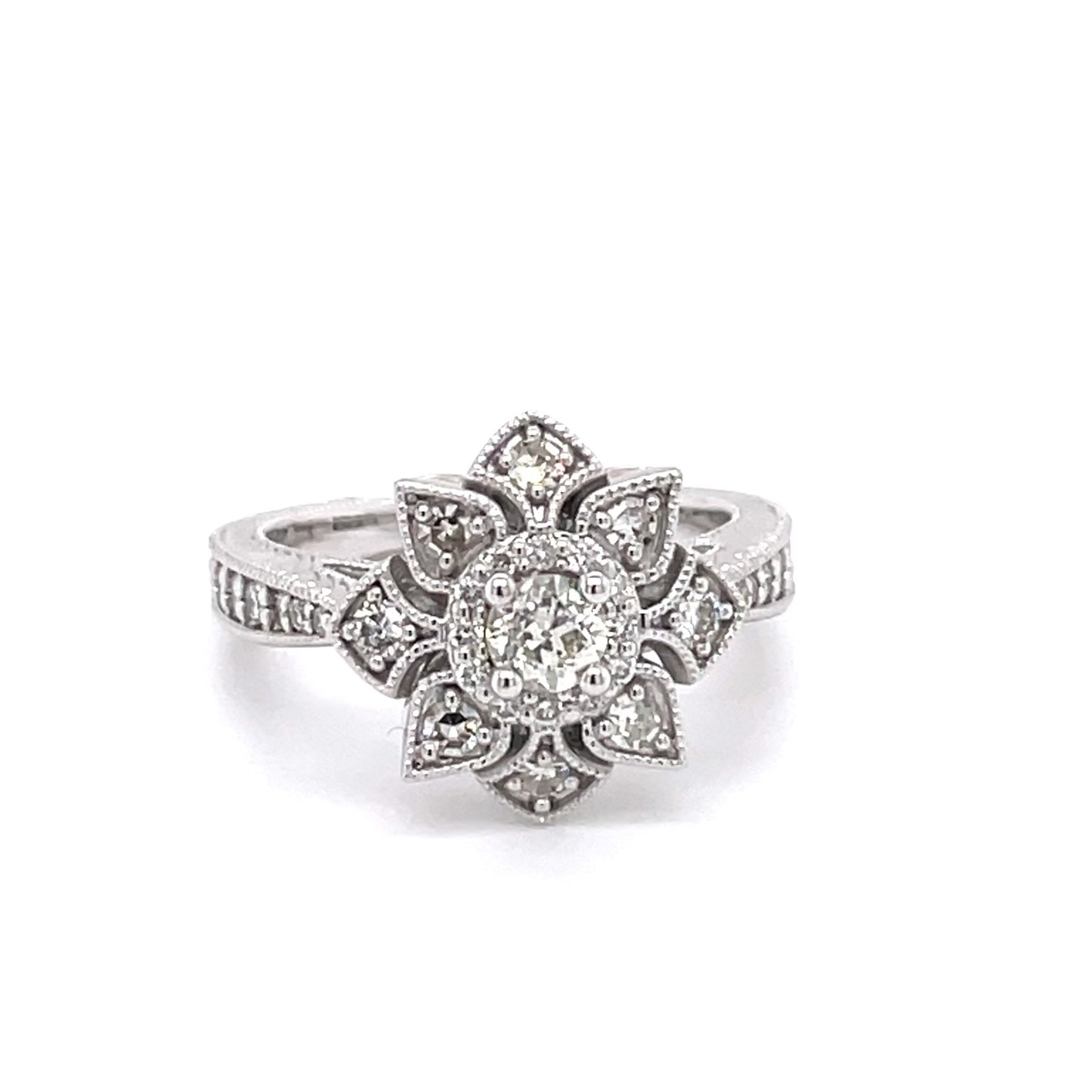 White Diamond Flower Ring***