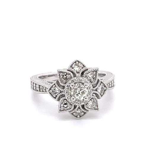 White Diamond Flower Ring***