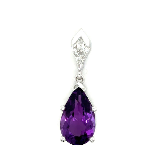 Amethyst and Kite Diamond Pendant