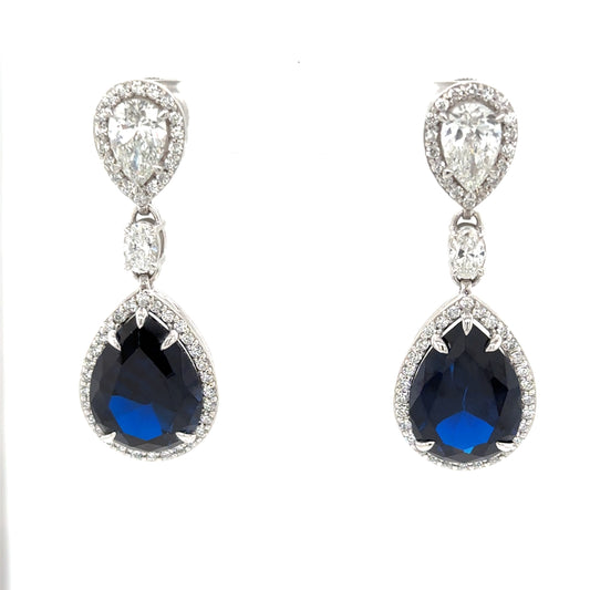 Sapphire and Diamond Teardrop Earrings