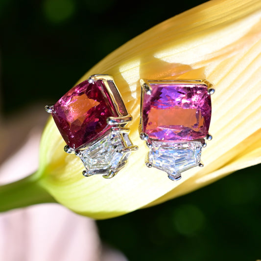 Rubalite and Diamond Studs