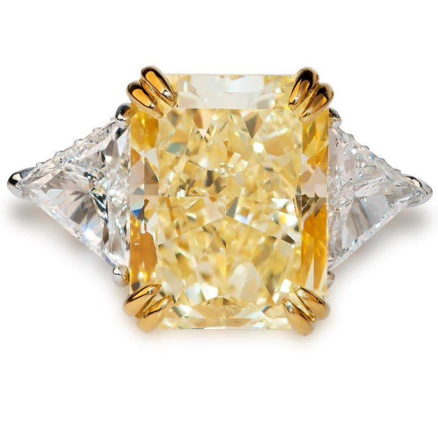 Fancy Yellow Radiant and Trillion Diamond Ring