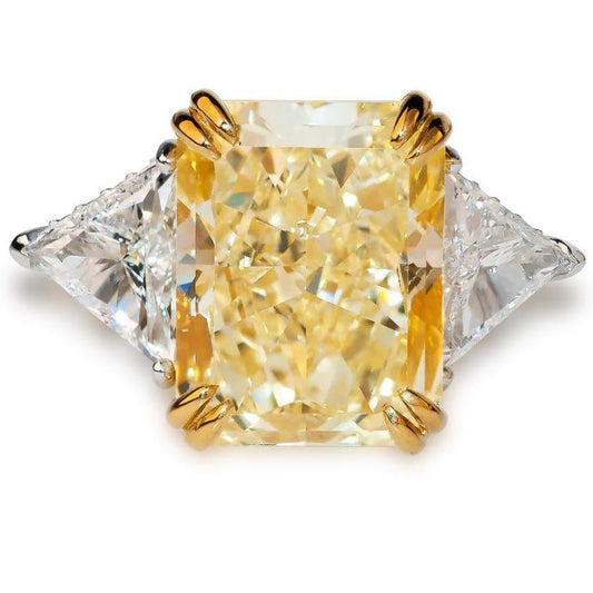 Fancy Yellow Radiant and Trillion Diamond Ring