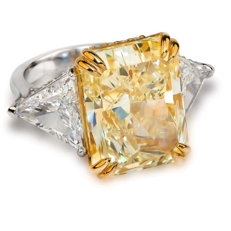 Fancy Yellow Radiant and Trillion Diamond Ring