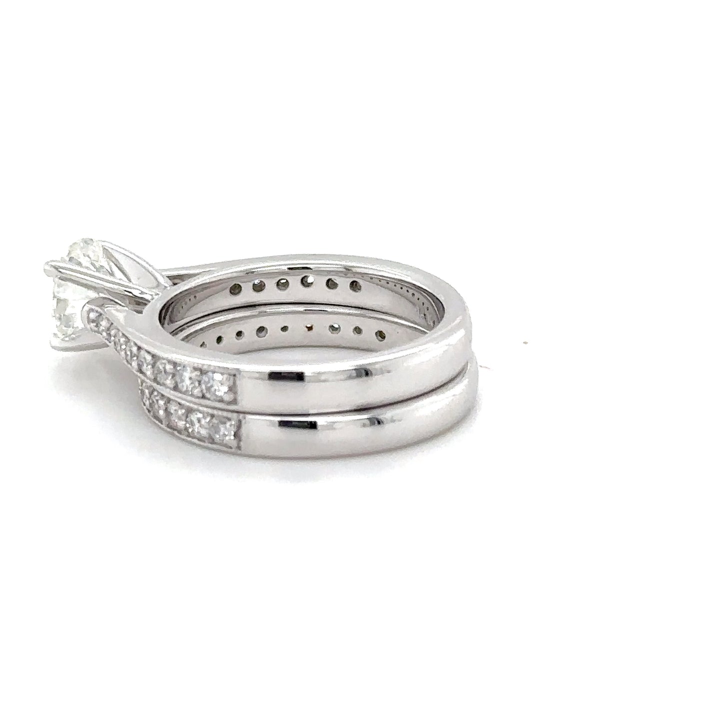 Double Diamond Band Engagement Ring