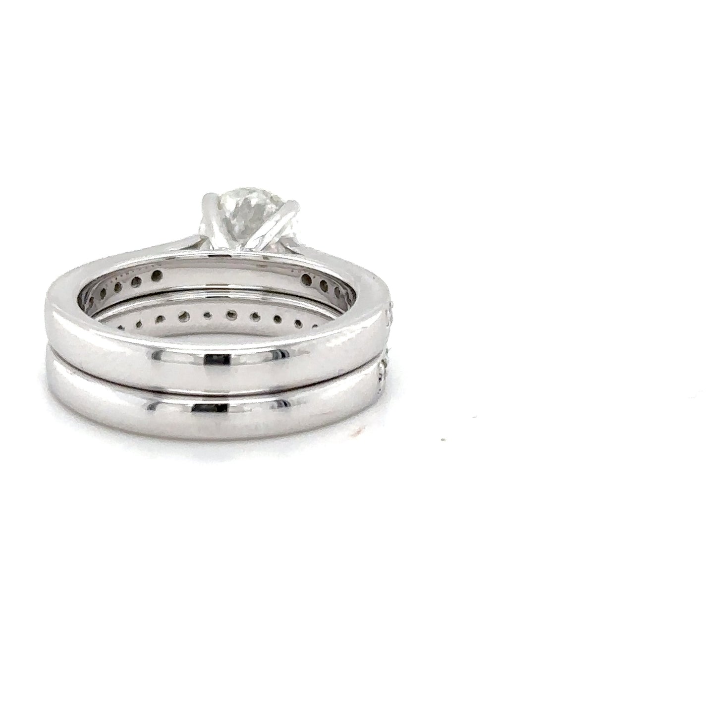 Double Diamond Band Engagement Ring